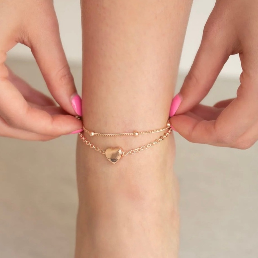 Ocean Heart Rose Gold Anklet- Paparazzi 💖